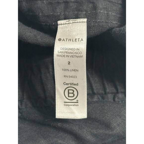 Athleta Women’s Cabo Linen Wide Leg Pants Black Size 2 Drawstring - Picture 5 of 13